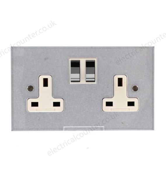 Forbes & Lomax DS13M/PSX/N Invisible Plate 2 Gang 13A Switched Socket - Nickel Silver Switch + White Insert